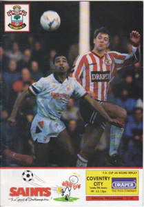 1990/91 SOUTHAMPTON V COVENTRY CITY 29-01-1991 FA CUP 4TH ROUND REPLAY - Picture 1 of 1