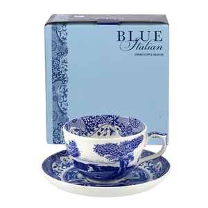 Spode Blue Italian Fine Porcelain Jumbo Cup and Saucer, 20 Ounces - Blue/White - Picture 1 of 9