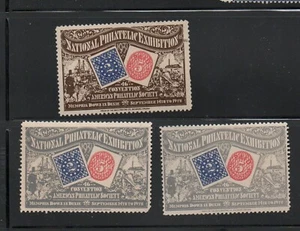 Poster Stamp Label set of 3 NATIONAL PHILATELIC EXHIBITION 1931 color var - Picture 1 of 2
