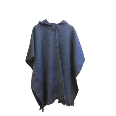 Poncho Alpaca Hombre Lana Alpaca Poncho Alpaca Poncho con Capucha Alpaca Poncho Gris Foto 1 de 4