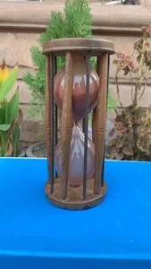 Vintage Rare collectible HandcraftWooden Glass Sand Timer Sand Clock Hourglass - Picture 1 of 10