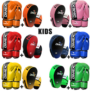 Kids Boxing gloves and Focus Pads Junior Mitts Children Gel Pad MMA Gloves