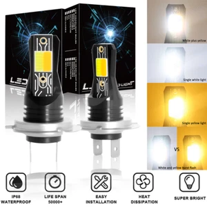 For Peugeot Boxer 2001-2019 H7 LED Headlight Bulbs White&Yellow Lamp Lights 2x - Picture 1 of 11