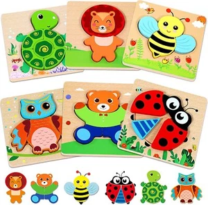 Puzzle Madera 6psc Juguetes Madera niños 1 año - Juguetes Montessori 1 año - Ju - Imagen 1 de 7
