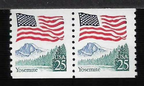 Scott #2280 coil pair -25¢ Flag over Yosemite -MNH-22-58 - Image 1 of 1