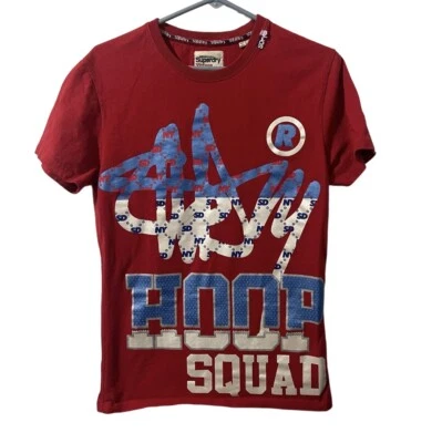 Vintage Superdry Shirt Men Small Red Cotton Hoop Squad Lightweight Casual Tee - Image 1 of 4