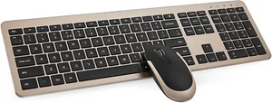 Jelly Comb Wireless Keyboard and Mouse Set – Slim Silent Stylish Black & Silver - Picture 1 of 10