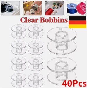 40pcs bobinas bobinas de máquina de coser transparentes, bobinas de hilo inferior, plástico, sueltas - Imagen 1 de 20