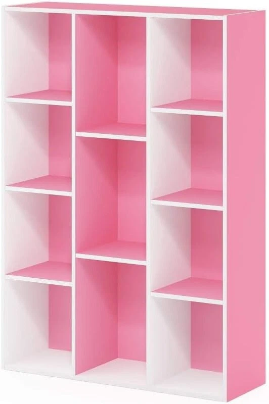 Furinno 11-cube Reversible Open Shelf Bookcase White/pink