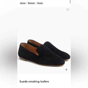 J. Crew Black Suede Smoking Loafers Slip-On Flats- size 6.5 - Picture 1 of 11