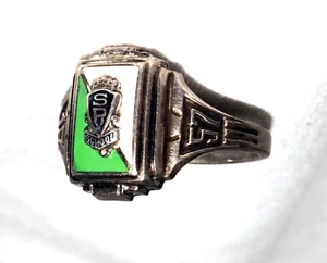 1957 Vintage Argento Sterling e Smalto S.R. Anello classe scuola taglia 6,5 di J&M (MuS) - Foto 1 di 12