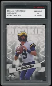 JJ McCarthy 2023 blattgeschätzt 1. Klasse 10 Rookie-Karte RC Michigan/Wikinger J.J. - Bild 1 von 1