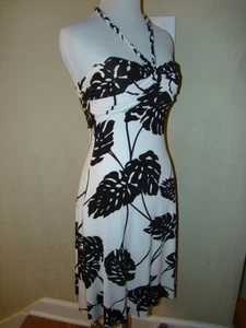CREAM DARK BROWN BOITANICAL FLORAL FLOWER SUMMER WOMENS DRESS SIZE 5 OR 6 - Picture 1 of 4