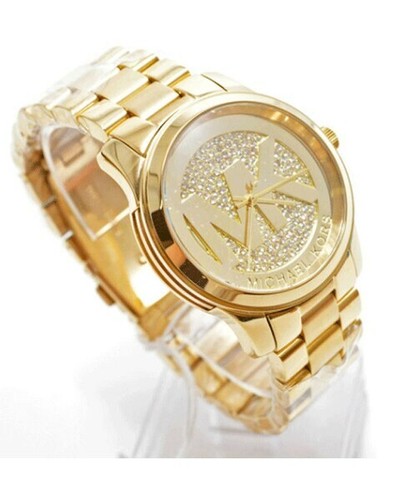 OROLOGIO MICHAEL KORS RUNWAY TONO ORO LOGO PAVÈ CRISTALLI QUADRANTE MEDIE MK5852
