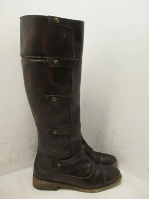 Botas femininas muito voláteis marrom escuro couro altura do joelho zíper lateral tamanho 7.5 - Imagem 1 de 4