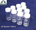10 BCW Round Round Clear Coin Tubes for US Quarter with Screw on Cap Lid