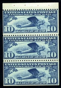 USAstamps Unused FVF US 1928 Airmail Booklet Pane Scott C10a OG MNH SCV $115 - Picture 1 of 2