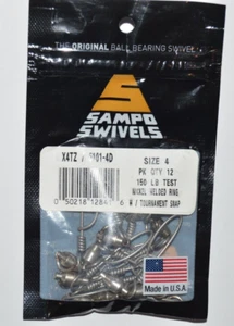 sampo swivels ball bearing with tournament snap size 4 150lb nickel welded ring - Picture 1 of 3