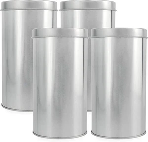 Solstice Double Seal Tea Canisters (4-Pack, Large); Round Metal Containers wi... - Picture 1 of 9