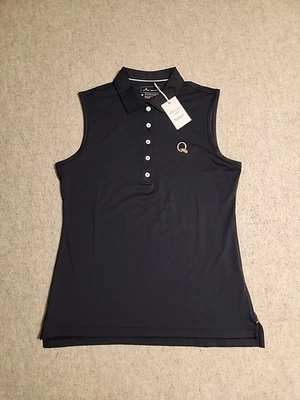 Peter Millar Perfect Fit Performance Sleeveless Polo Shirt Black Women's Size M - Image 1 of 4