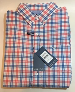 NWT Chaps Mens Shirt Short Sleeve Stretch Classic Fit Plaid Red/Blue/White Large - Picture 1 of 3