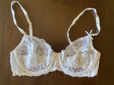 Sujetador de encaje elástico blanco hecho en unión OSCAR de la RENTA años 80 36C estilo EE. UU. 1290 NUEVO SIN ETIQUETAS Foto 1 de 4