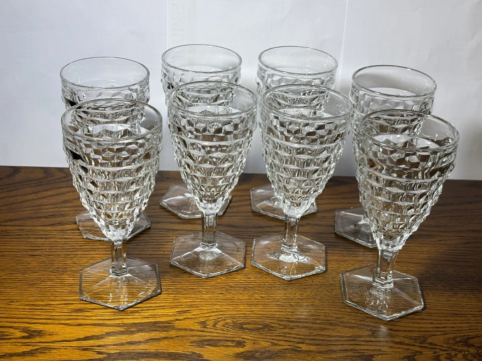 Vintage Fostoria AMERICAN Clear #2056 9oz Water Goblet Glasses 6 7/8" Set of 8 - Image 1 of 1
