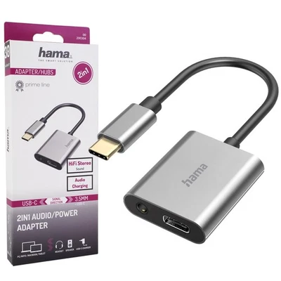 Hama Audio-Adapter USB-C auf 3,5mm Klinke AUX Strom für Notebook Laptop Tablet - Bild 1 von 4