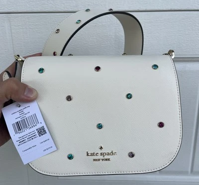 KATE SPADE Madison Meringue 铆钉马鞍斜挎包皮革包 — 第 1/4 张图片