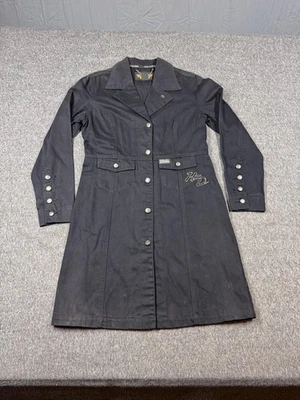 Harley-Davidson Trench Coat Womens Small Long Button Up Biker Jacket Motorcycle - Image 1 of 4
