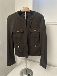 T Tahari Women’s Green Blazer Jacket Gold Buttons Military Small - Picture 1 of 9