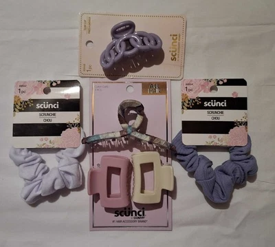 Scünci волос аксессуар комплект из 5 коготь зажимы + Scrunchies пастель милый подарок - Изображение 1 из 4