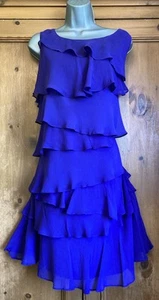 Monsoon Purple Silk Ruffle Party Dress 20 Spring Summer Wedding Races Occasion - Bild 1 von 7