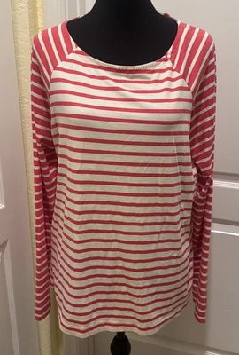 Camiseta Pullover Vineyard Vines Manga Larga Rayas Algodón Spandex Rosa Blanco XL Foto 1 de 4