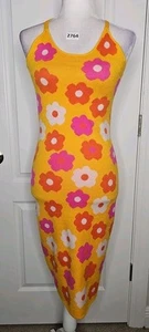 Willow & Wind Bohemian Hippie Floral Yellow Pink Dress Halter Sweater SMALL NWT - Picture 1 of 10