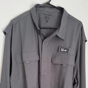 Pelagic Men's XXL Keys Long Sleeve Button-Down Guide Fishing Shirt - Graphite - Picture 1 of 8