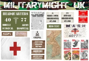 Maßstab 1/32 - 1/35 Korean War Mash 4077 Unit Pack Diorama Decals - Bild 1 von 1