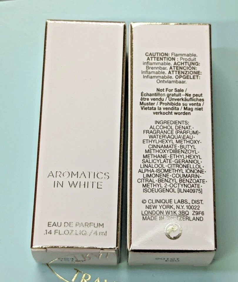 Lot of 2 Clinique Aromatics in White EDP parfum Travel Size .14oz/4ml New In Box - Image 1 of 3