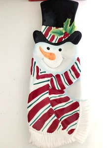 Fitz & Floyd Snowman Server Tray 13" Long Snack Therapy Collection 2005 In Box - Picture 1 of 8