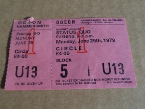 Status Quo 1979 Odeon, Hammersmith complete Concert Ticket - Picture 1 of 1