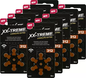  60 pezzi batterie extra per apparecchi acustici XX-TREME Longlife 312 Braun PR41 NUOVE  - Foto 1 di 1