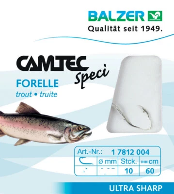 BALZER CAMTEC Speci Forelle silber - Forellenhaken Vorfachhaken Vorfach Haken