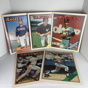 5 VTG 1988 Topps Baseball Card 2-Pocket Folder Sport Shots 80s Angels Yankees