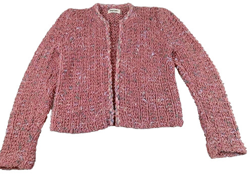 VETEMENTS Cardigan donna fatto a mano Imprints USA tessuto fibra festa rosa artistico