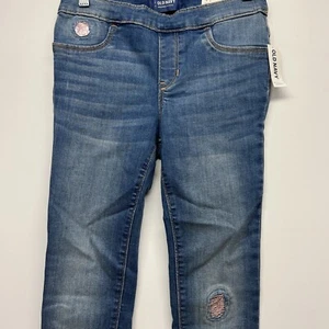 NWT Old Navy Girls Slim Jegging Med Wash Pink Detail size 14 - Picture 1 of 12