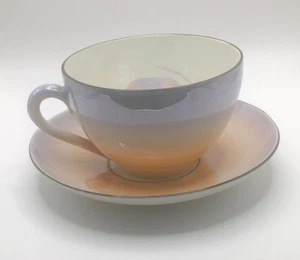Taza de té y platillo checo Luster Ware azul iridiscente transición a oro - Imagen 1 de 15