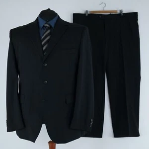 Mens CHRISTIAN BERG Suit 50L US Size Trousers W46 L31 Dark Grey Wool 2 Piece - Picture 1 of 20