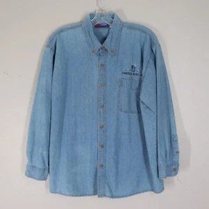 Vtg Cotton Heritage Denim Shirt Men XL Blue Cotton Long Sleeve Tortilla Flats AZ - Picture 1 of 17