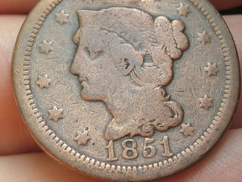 1851 Braided Hair Large Cent Penny- Fine Details Cover