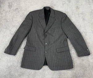 Brooks Brothers Suit Jacket 44 L Gray Wool Cashmere Herringbone Flannel Luxury - Picture 1 of 21